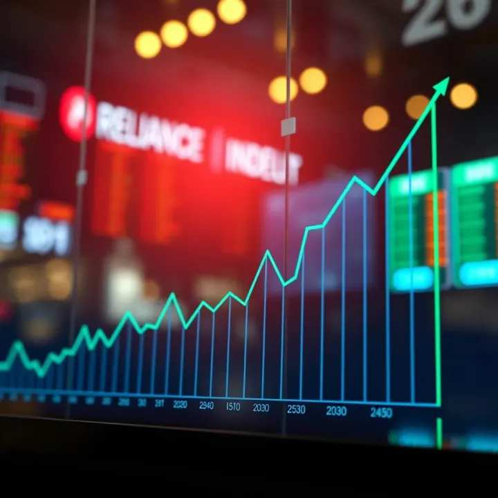 Graph showing upward trend in Reliance Industries' stock price over time