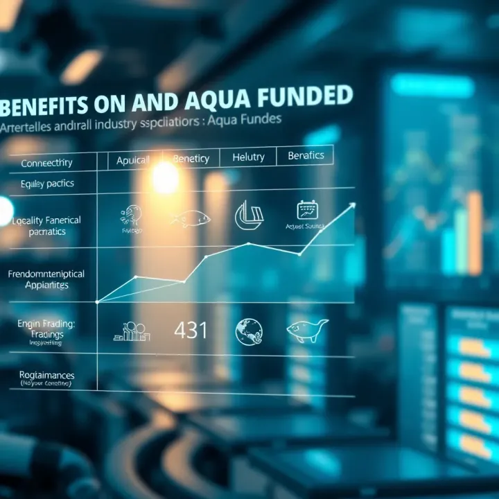 Chart with aquatic-themed icons showing benefits and growth in various industries