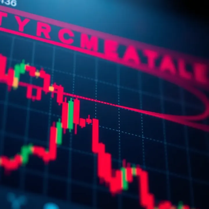 Bearish hammer candlestick pattern on a stock price chart indicating potential market reversal
