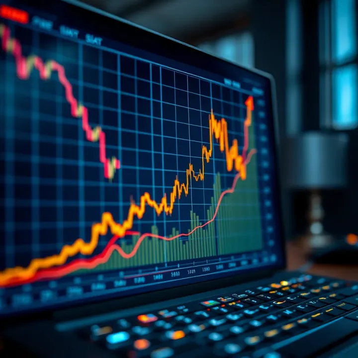 Graph showing upward trend on a digital trading platform interface