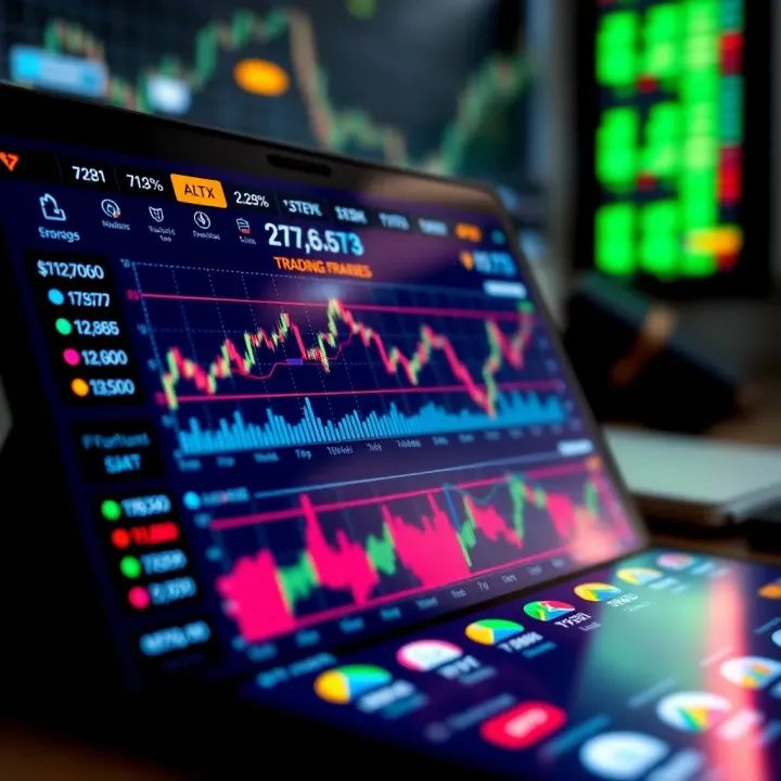 User interface of a popular trading app showing stock market charts and analytics