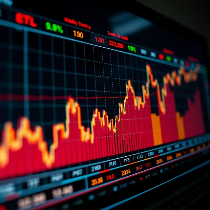 Graph showing fluctuating market trends representing binary trading activities