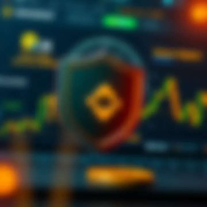 Security Features and Rewards in Crypto Education Secure online platform with shield symbol and digital assets representing safety in crypto transactions