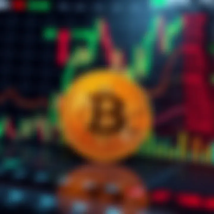 Digital representation of Bitcoin with economic indicators and market data overlays