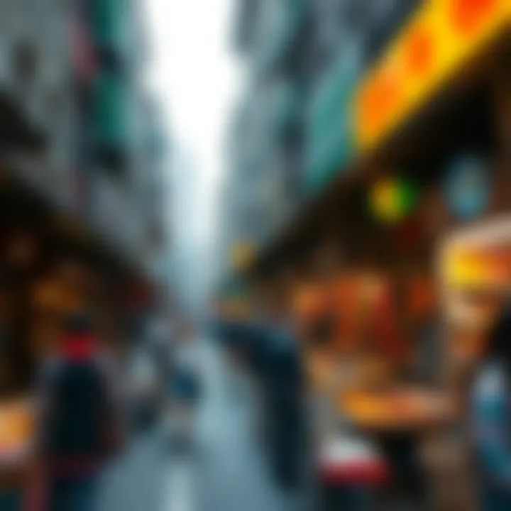 Bustling urban marketplace with vendors and diverse goods showcasing the vibrancy of city trading networks