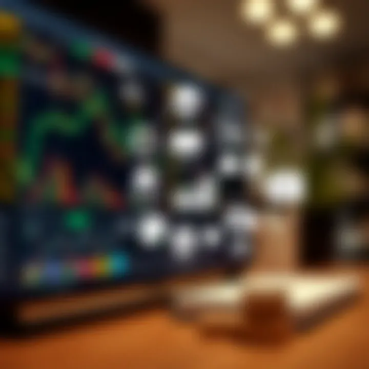 Illustration of diverse trading topics including stocks, forex, and commodities represented by icons