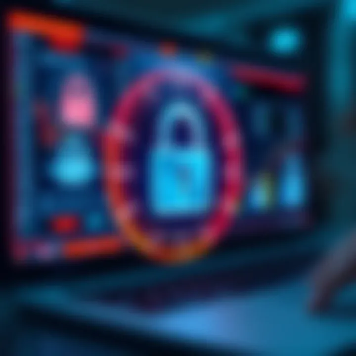 Illustration of secure online transactions with digital locks and financial icons representing safety measures