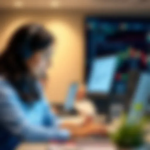 Customer service representative assisting a client through digital communication