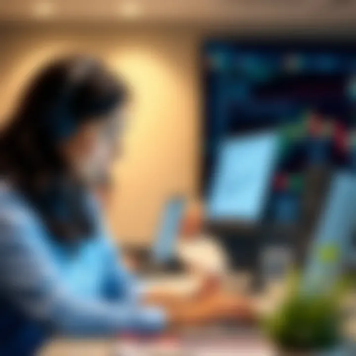 Customer service representative assisting a client through digital communication