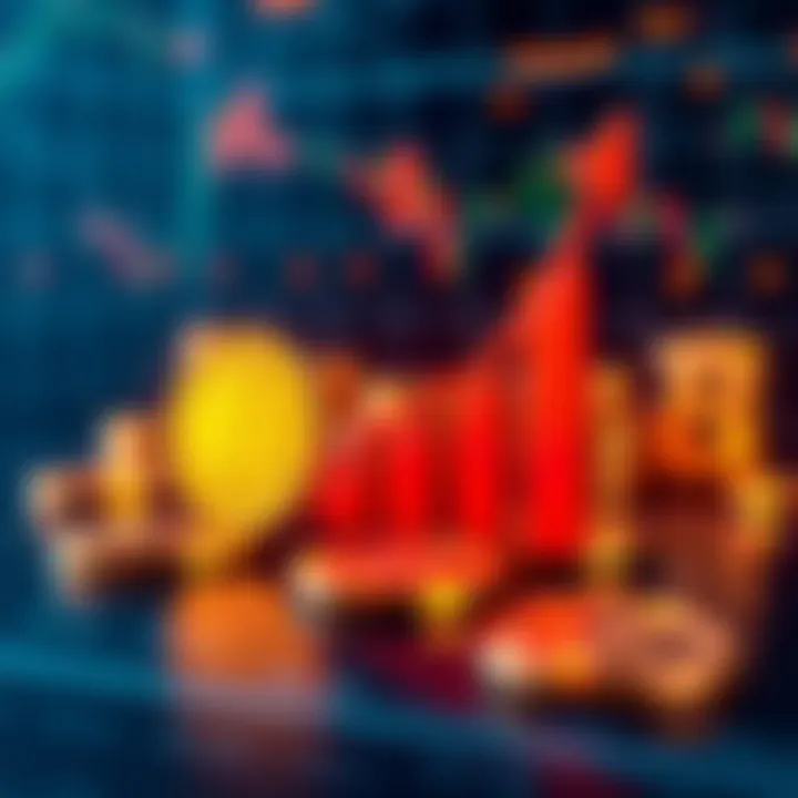 Graph showing the upward trend of Dogecoin's market value with digital currency symbols in the background