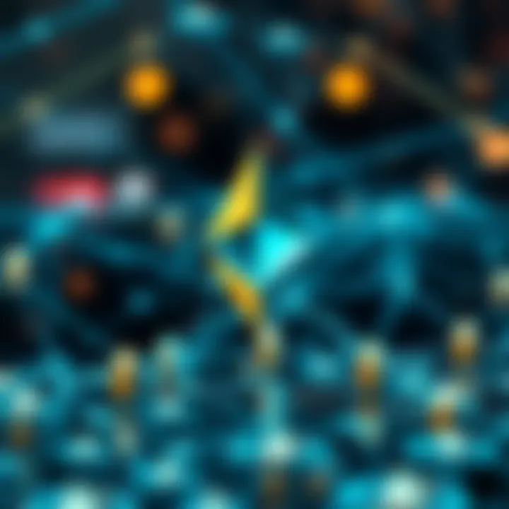 Ethereum Blockchain Technology and Network Upgrades Illustration of blockchain network with nodes symbolizing Ethereum's technological infrastructure