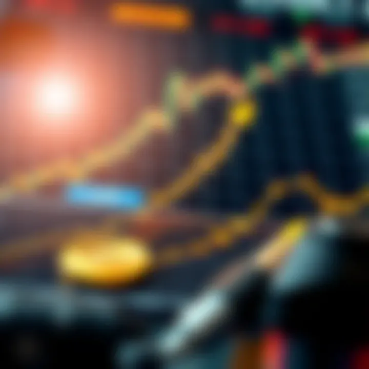 Graphical chart showing upward trends and data points symbolizing enhanced trading strategies with AI in cryptocurrency market
