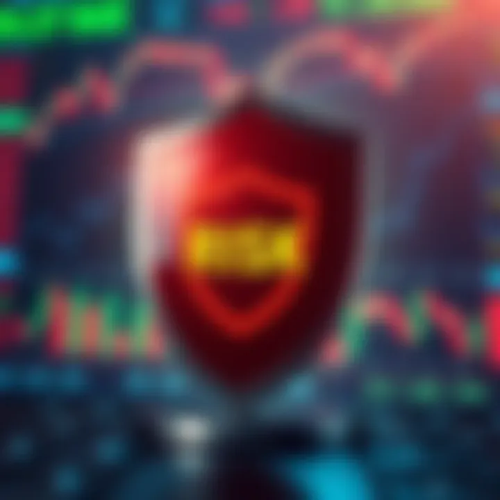 Risk assessment concept showing shield protecting from financial hazards in digital trading