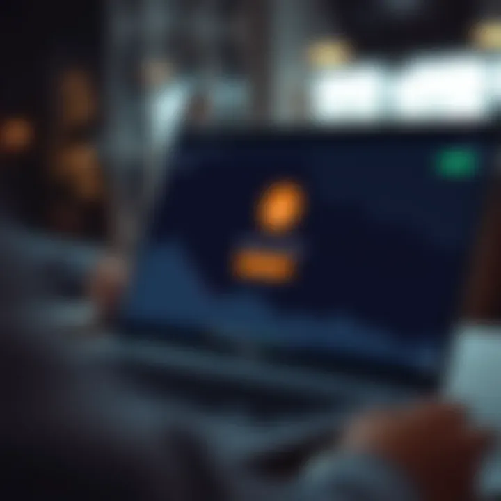 Application download and installation screen for Quotex on a laptop showing progress and confirmation