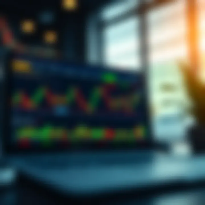 Online trading platform dashboard displaying charts and market data