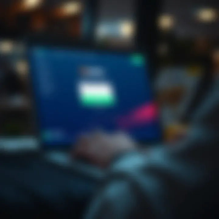 User accessing Quotex trading platform on a laptop showcasing the login interface