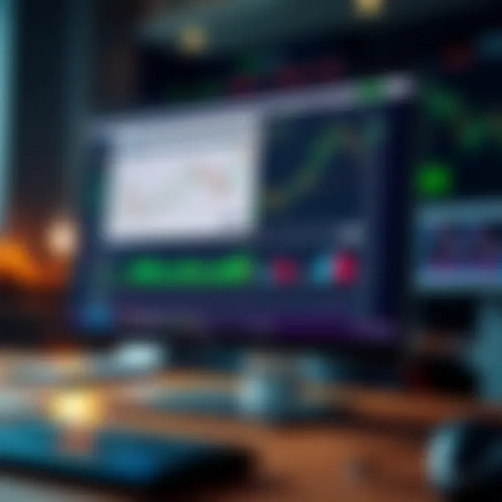 Computer screen displaying the Quotex trading platform interface with charts and market data