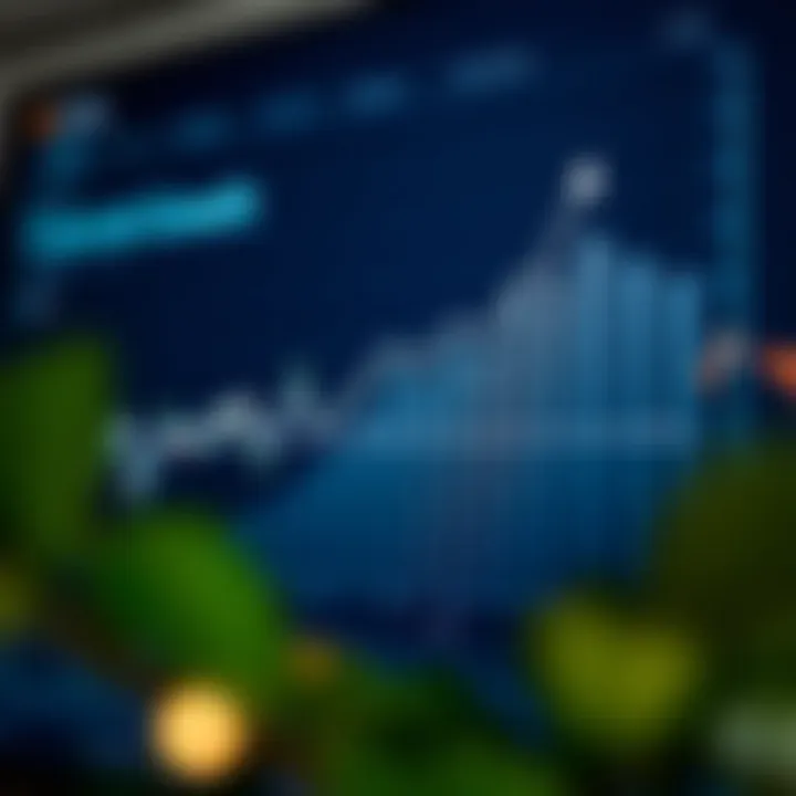 Graph showing upward financial growth and investment progression