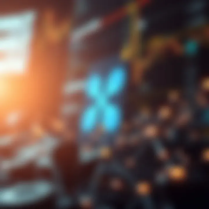 Illustration depicting Ripple blockchain technology with secure transactions and network nodes