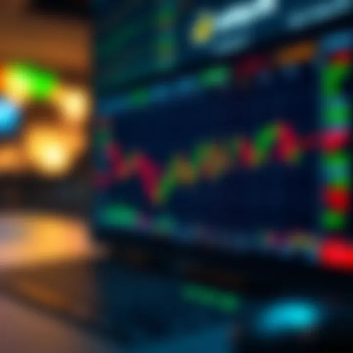 Illustration of digital trading platform showing binary options interface with charts and options