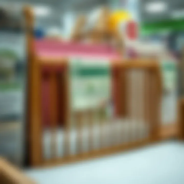 Display of safe and eco-friendly crib materials with safety certification labels