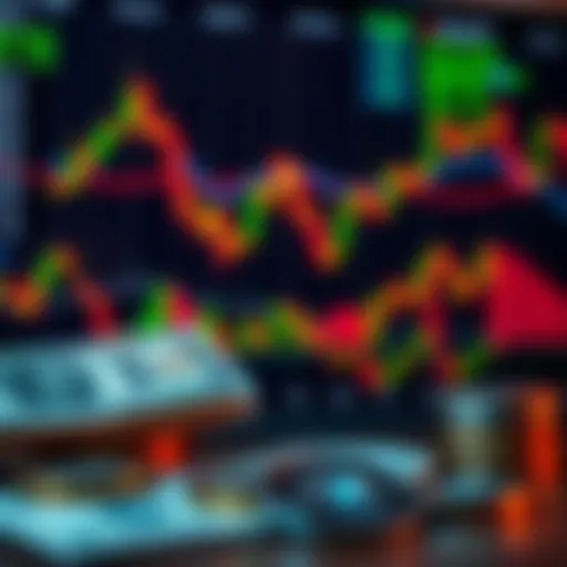Conceptual illustration of risk-free trading practice with virtual currency and graphs