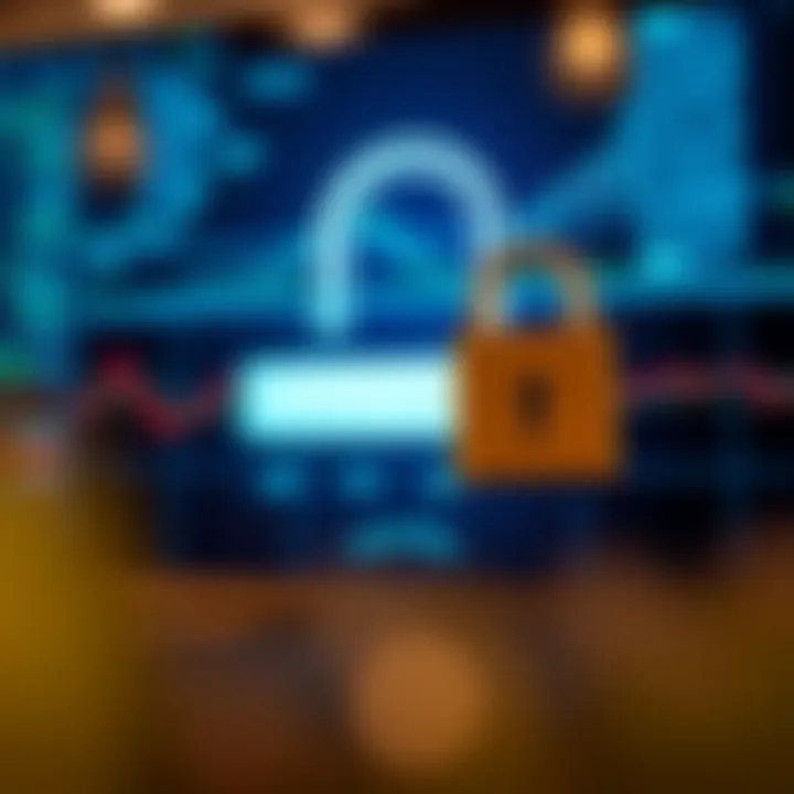 Illustration of a digital lock securing a password field on a screen