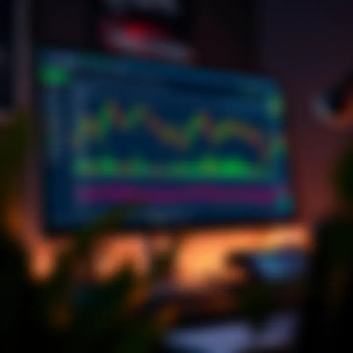 Computer screen displaying Quotex trading platform interface with charts and trading tools