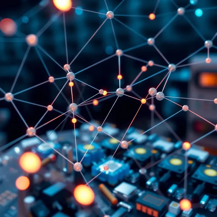 Global semiconductor supply chain network with interconnected nodes and China highlighted
