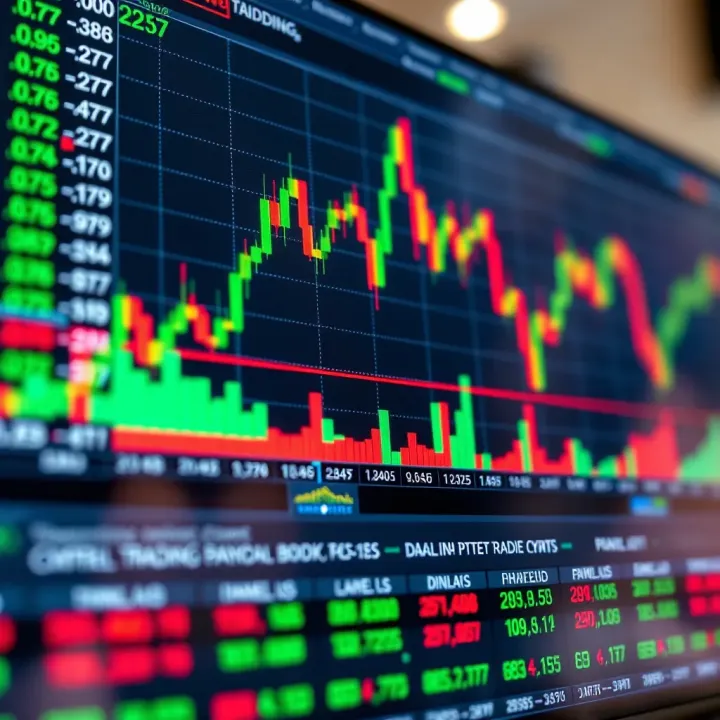 Chart displaying binary trading options with clear indicators and data points