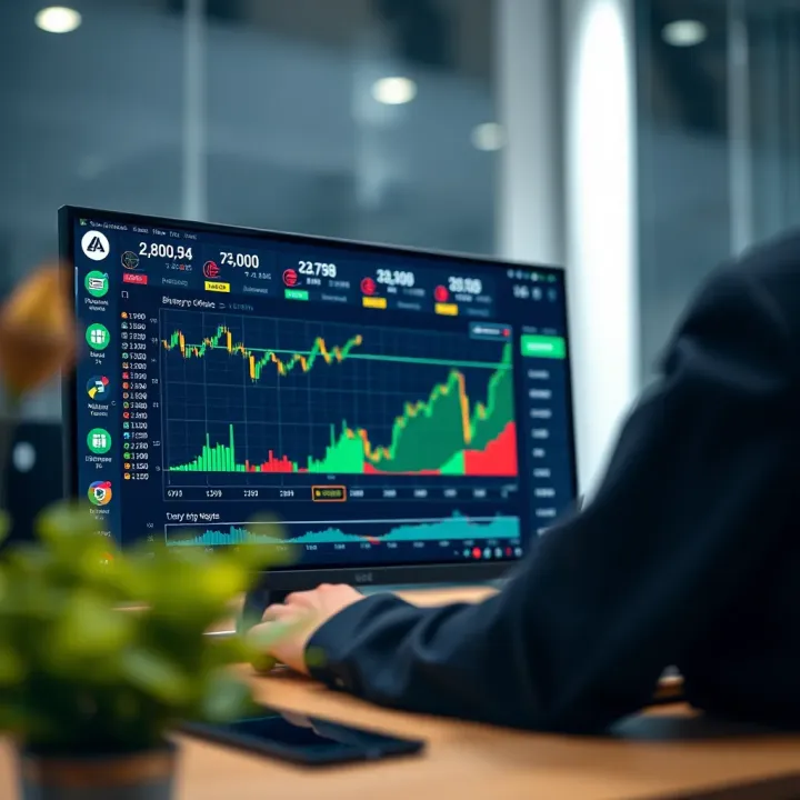 Dashboard displaying various binary options trading tools and market data