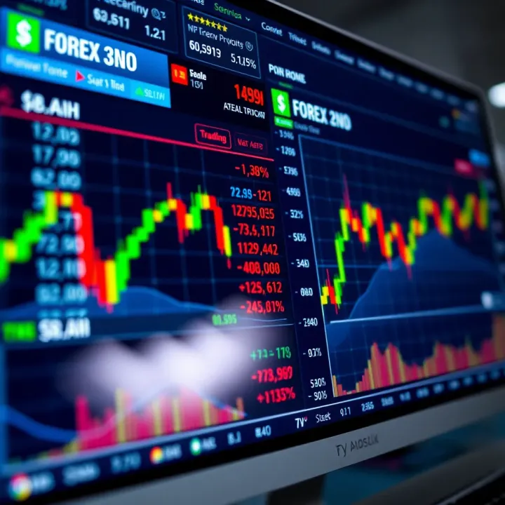 Forex Trading Platform Interface with Real-Time Currency Data User interface of a forex trading platform displaying currency exchange rates and graphs