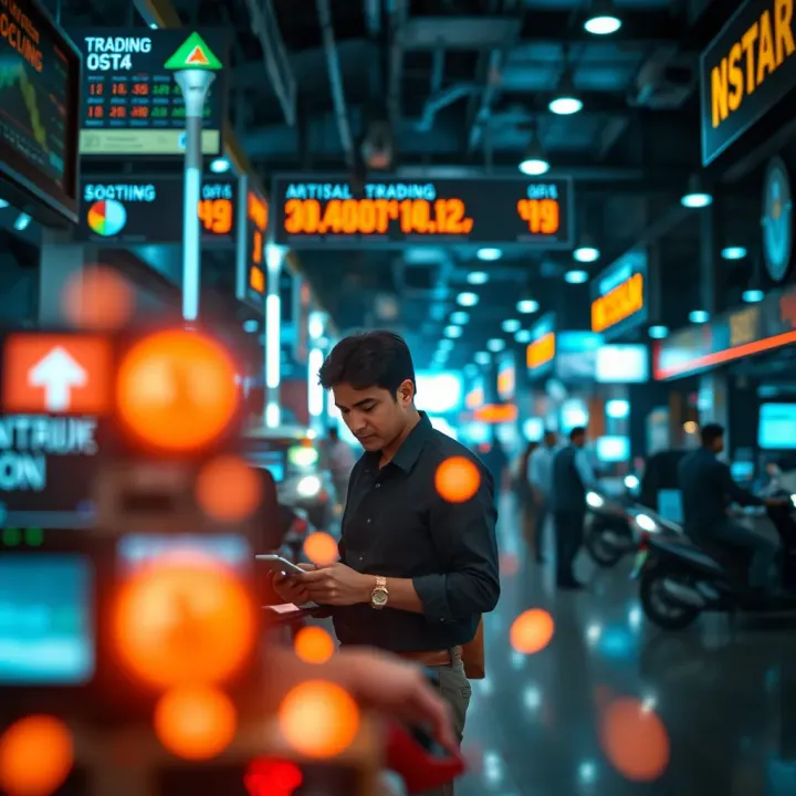 Modern technology facilitating trade with digital devices and data analytics in an Indian metropolitan trading hub