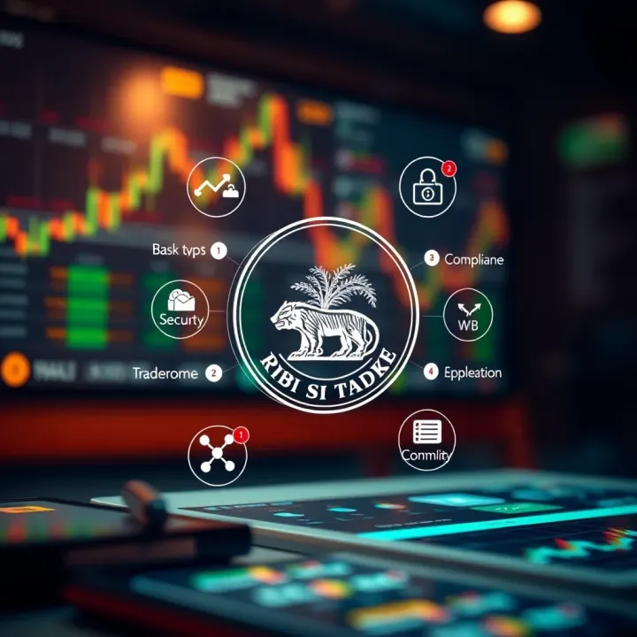 Key Features of RBI-Approved Trading Platforms Illustration of key features and benefits of RBI-approved trading platforms including security and compliance icons