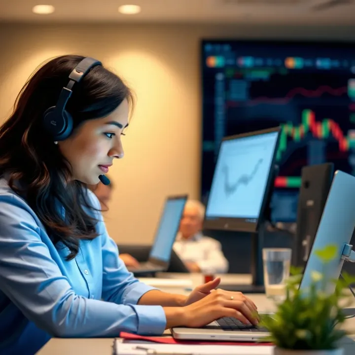 Customer service representative assisting a client through digital communication