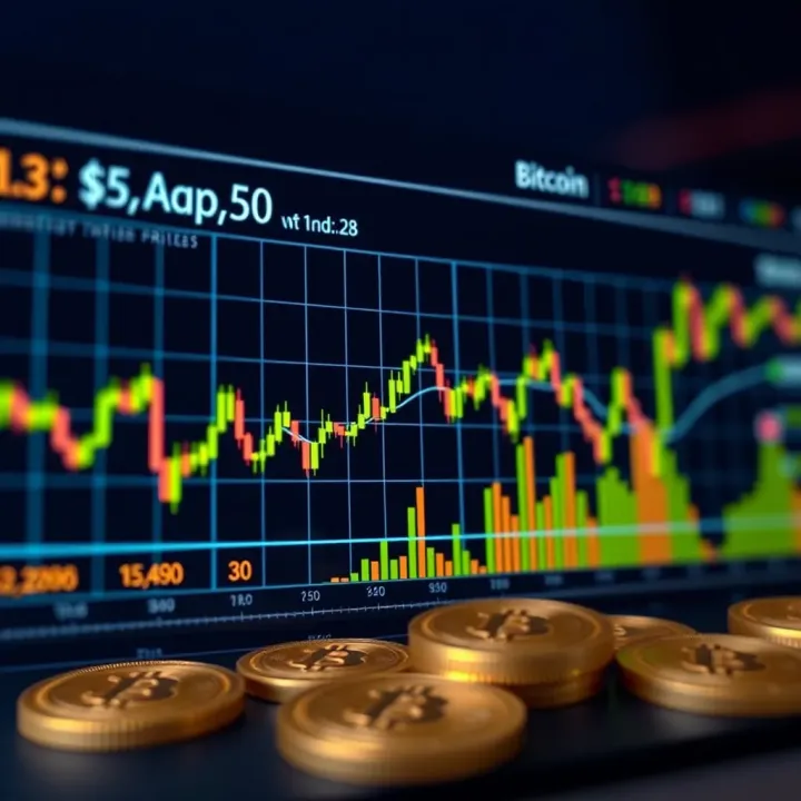 Graph showing fluctuations of Bitcoin prices with trend lines