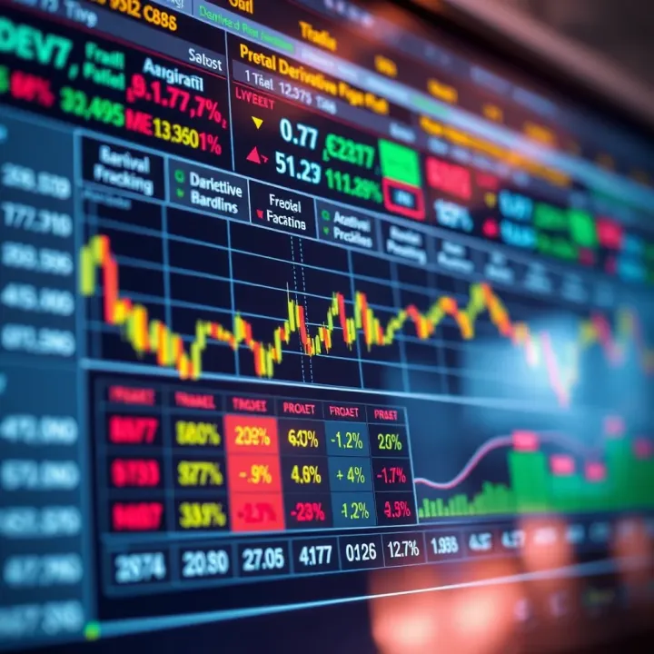 Chart showing various derivative trading options and their price movements