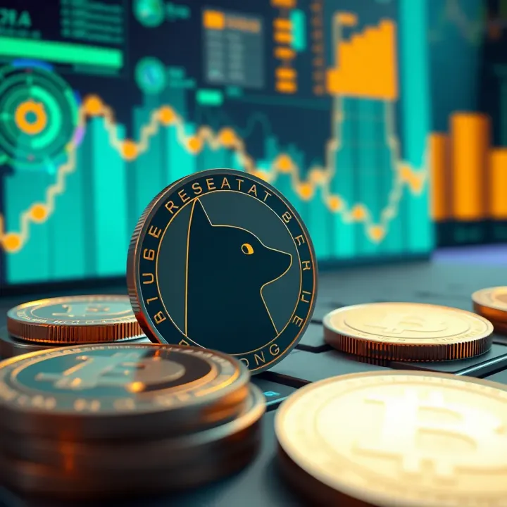 Illustration of digital coins with futuristic technology elements and regulatory icons symbolizing investment considerations