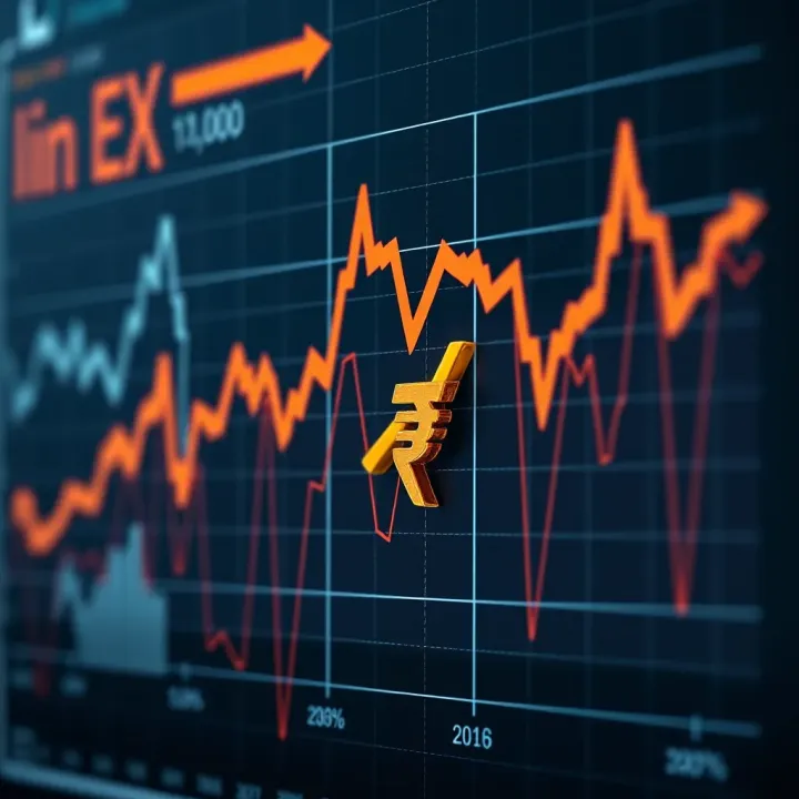 Graph illustrating fluctuations in Euro to Indian Rupee exchange rate over time
