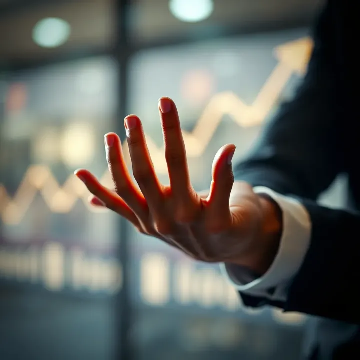 Symbolizing Financial Growth and Philanthropic Impact Visual representation of financial growth and philanthropy symbolized by upward graphs and helping hands