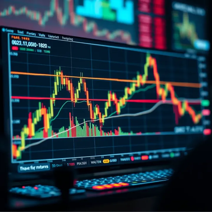 Graph showing forex market fluctuations with strategy notes and performance metrics