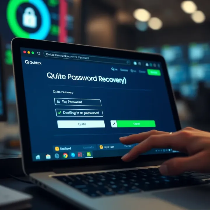 User interface showing the Quotex password recovery page with input fields