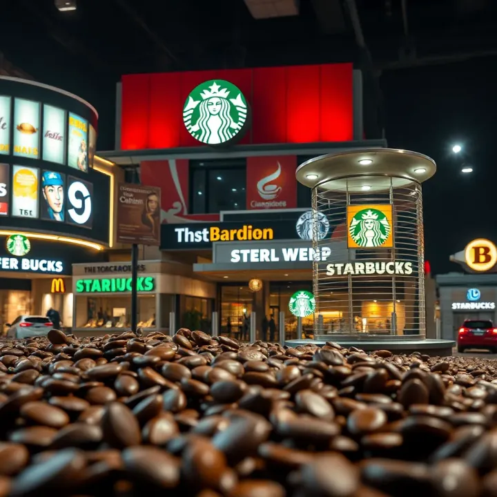 Global coffee market competitive landscape showing various coffee chains and brands positioned strategically