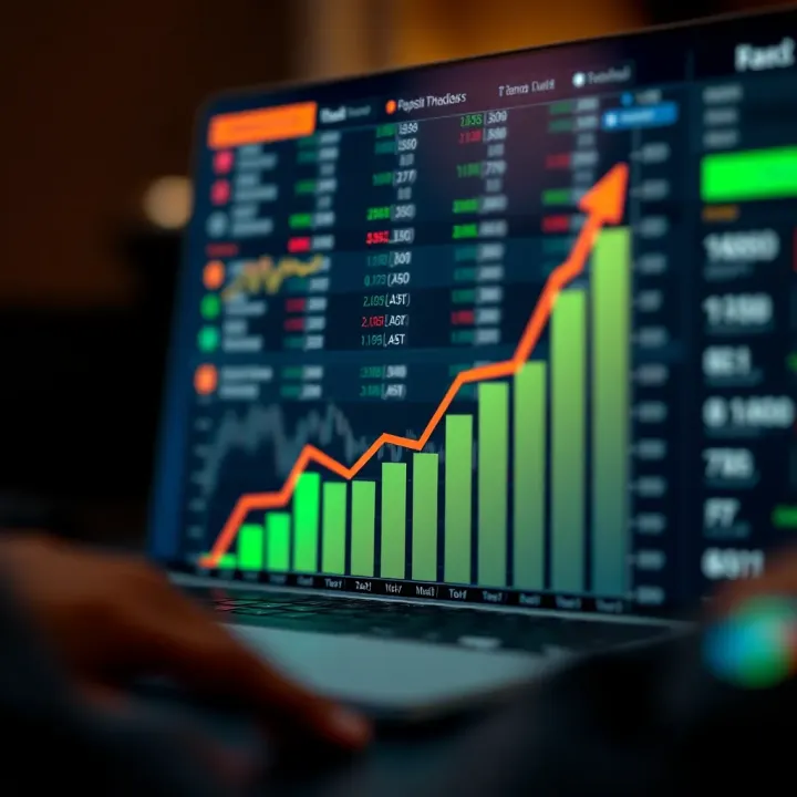 Graphic showing an upward trend chart with trading funds increasing due to bonus usage