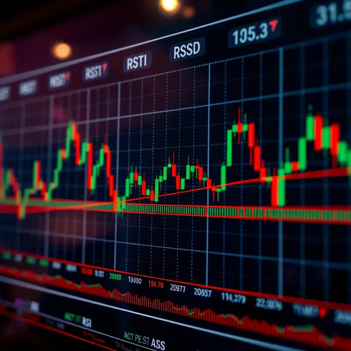 Graph showing RSI indicator behavior on short-term trading chart with highlighted entry and exit signals