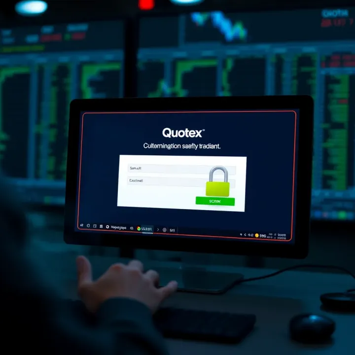 Secure login confirmation screen on Quotex platform highlighting safety features