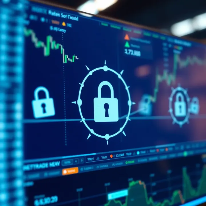 Visual representation of secure login and encryption features on a trading website