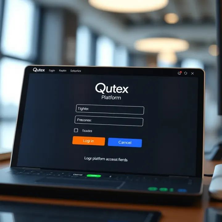 Secure login portal interface displaying Qutex platform access fields