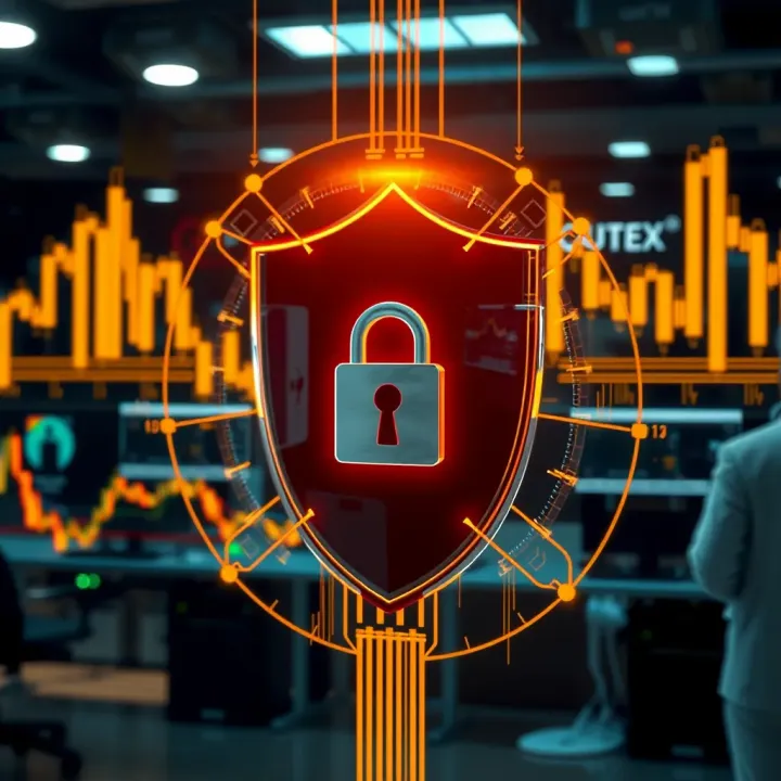 Secure digital shield symbolizing protection and security in online trading
