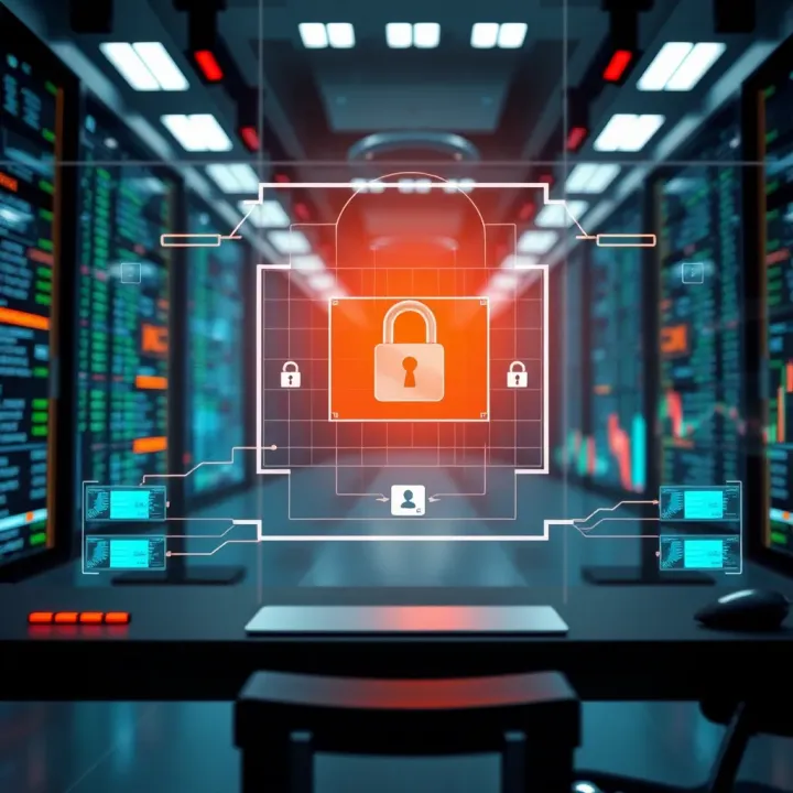 Secure digital environment representing QX Broker's security protocols and data protection measures